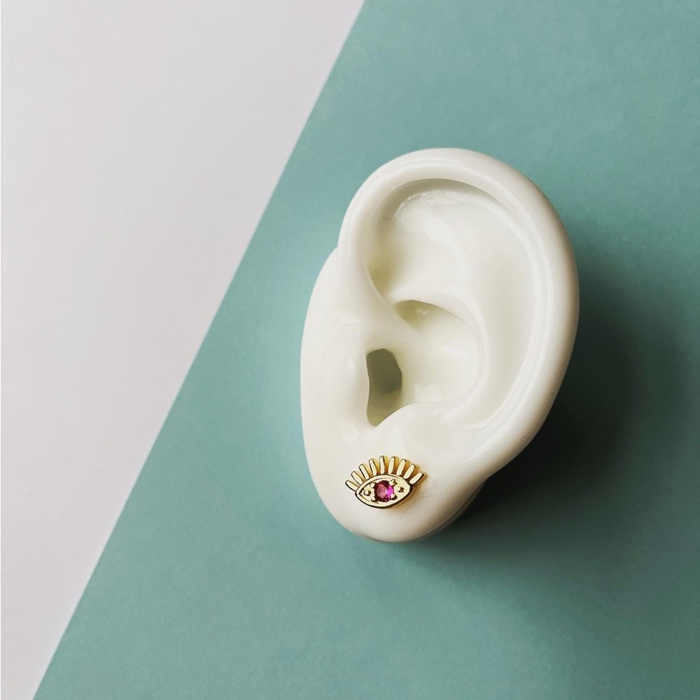 Fuchsia Evil Eye Studs